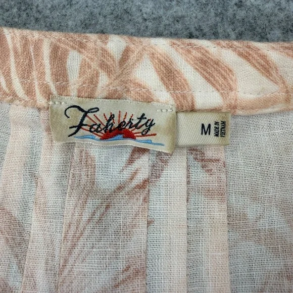 Faherty Gemina Linen Peach‎ Palms Linen Pintuck Sundress Medium Relaxed Pockets - Picture 4 of 11